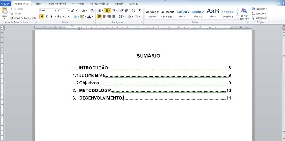 Sumário ABNT Layout