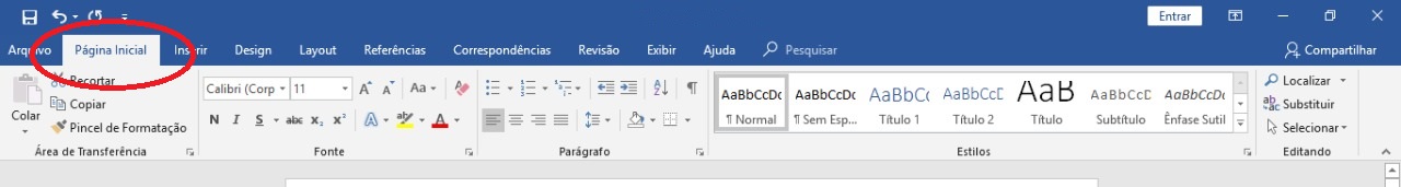 aba página inicial no word