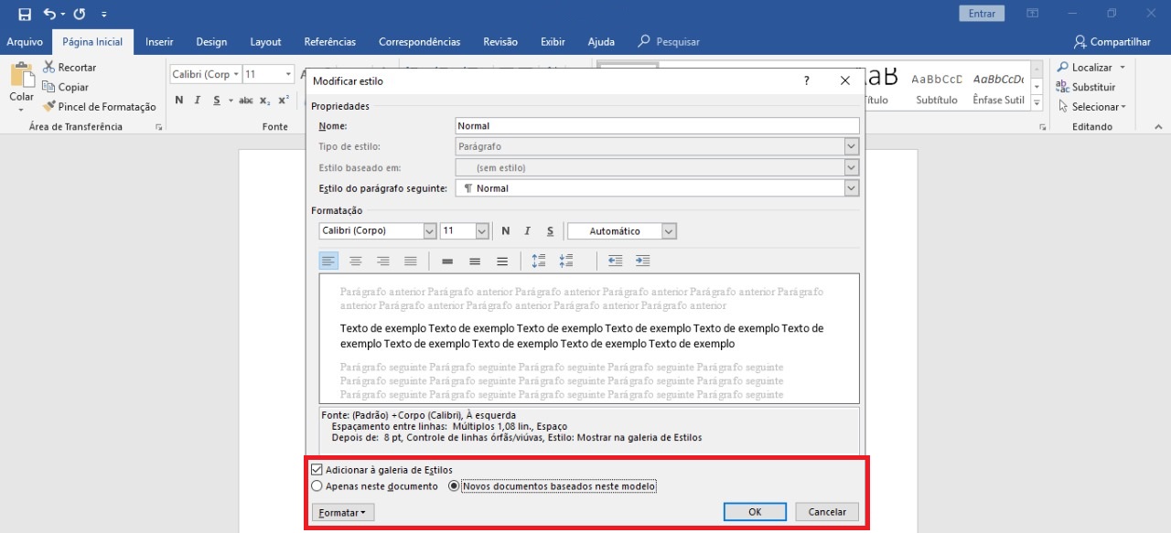 definindo estilo para todos os documentos no word