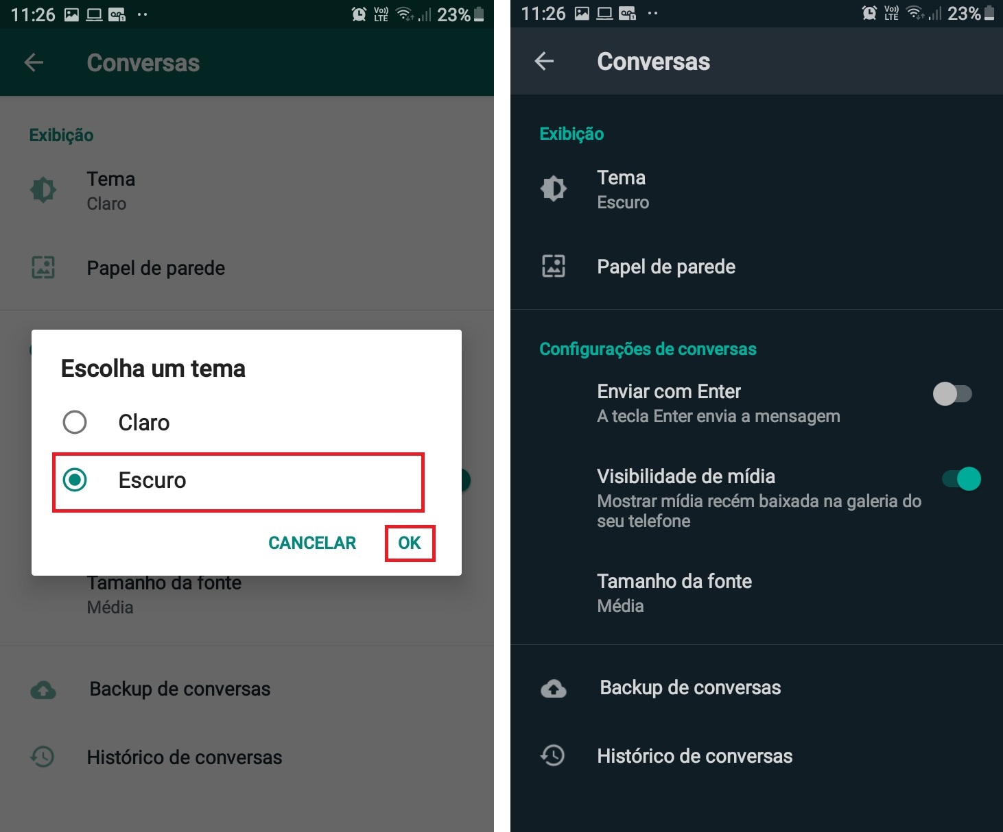 Modo noturno no Whatsapp: o que é e como ativar no seu celular